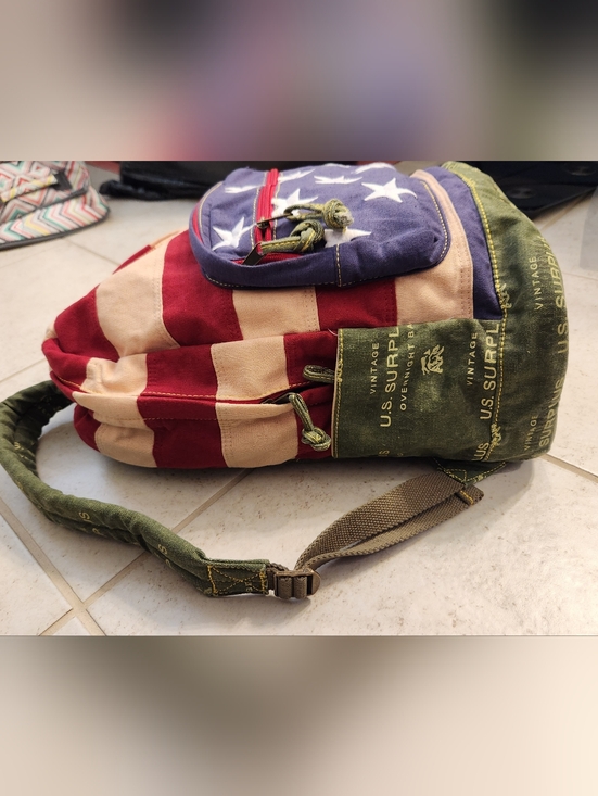 Tigerbear Republik Vintage US Surplus Heavy Canvas Backpack Flag NWT #K‎ main image 11